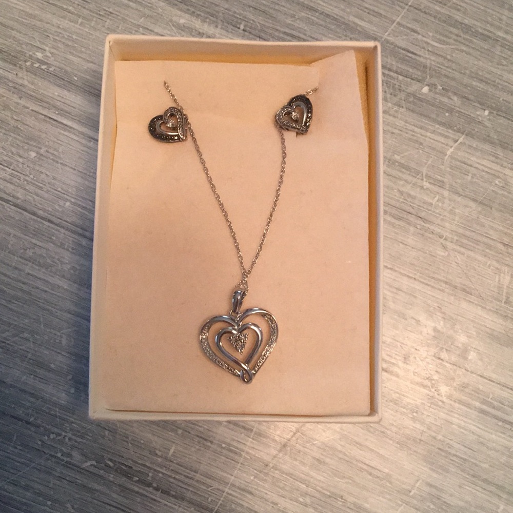 Kay black heart earrings and heart necklace set